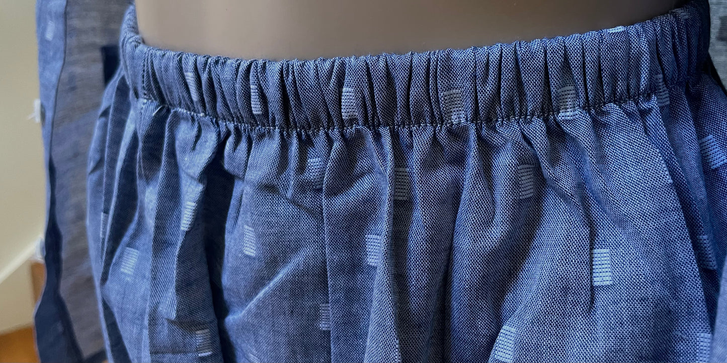 Closeup view of the long pants pajamas with elastic waistband for 16-17yrs boy or girl