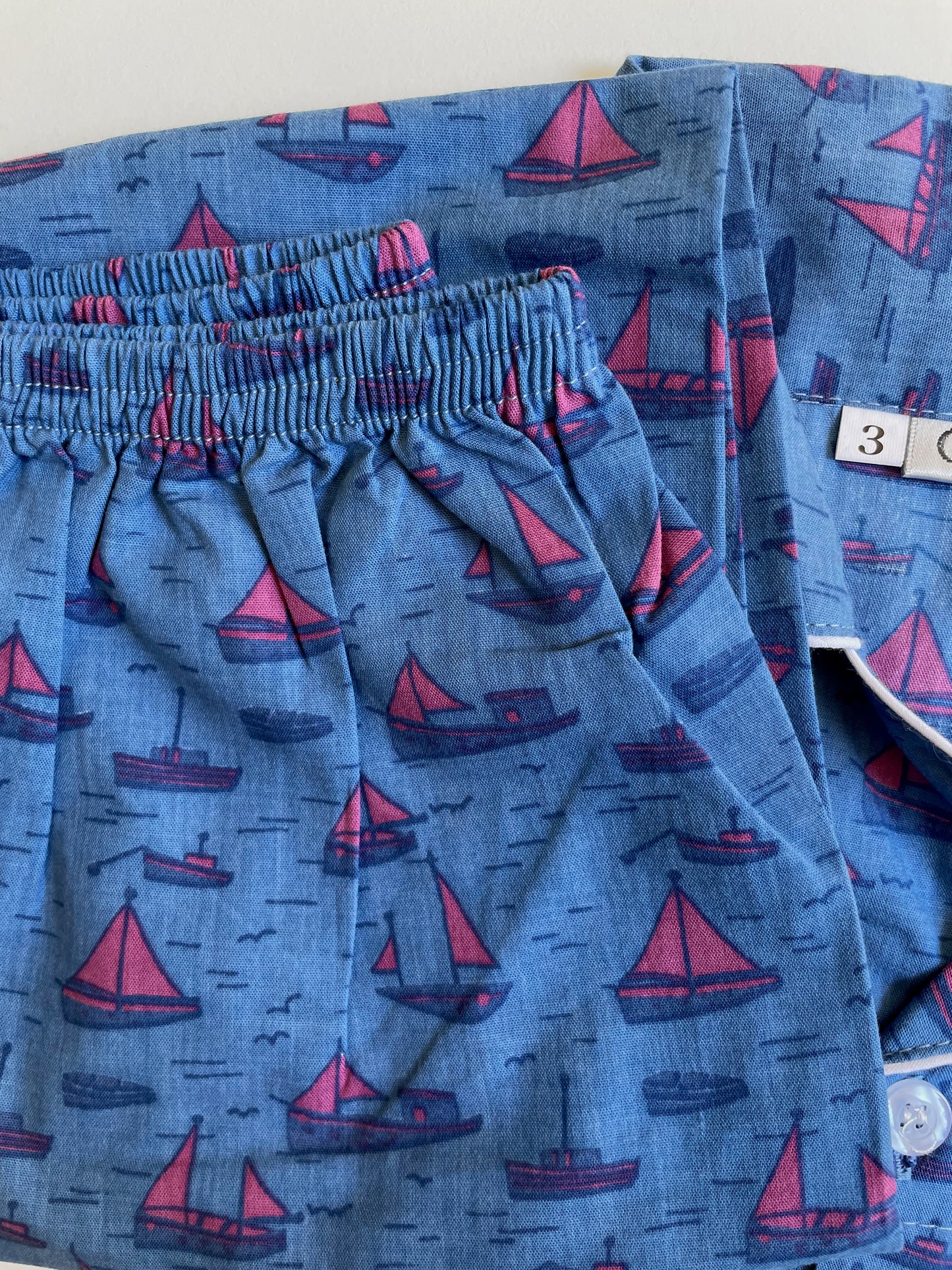 pure and comfy cotton pj set in blue and red for kids