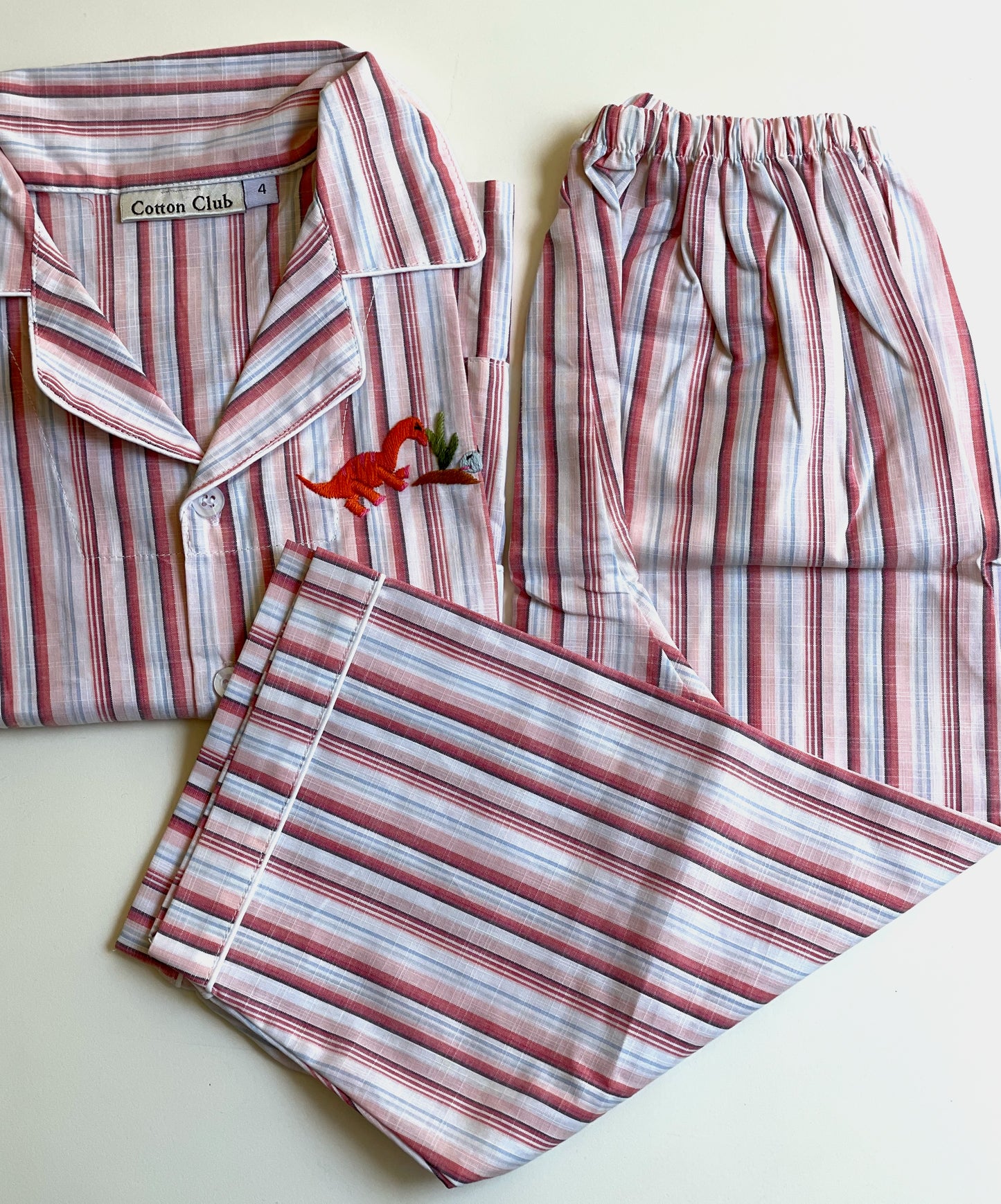 cotton pj set long pants with brown and blue stripes for girl or boy