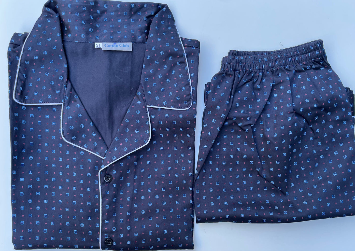dark blue, short pants, 100% cotton pajamas set for adult