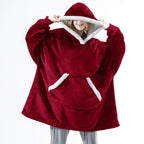 Oversized Wearable Hoodie Blanket – Flannel & Sherpa
