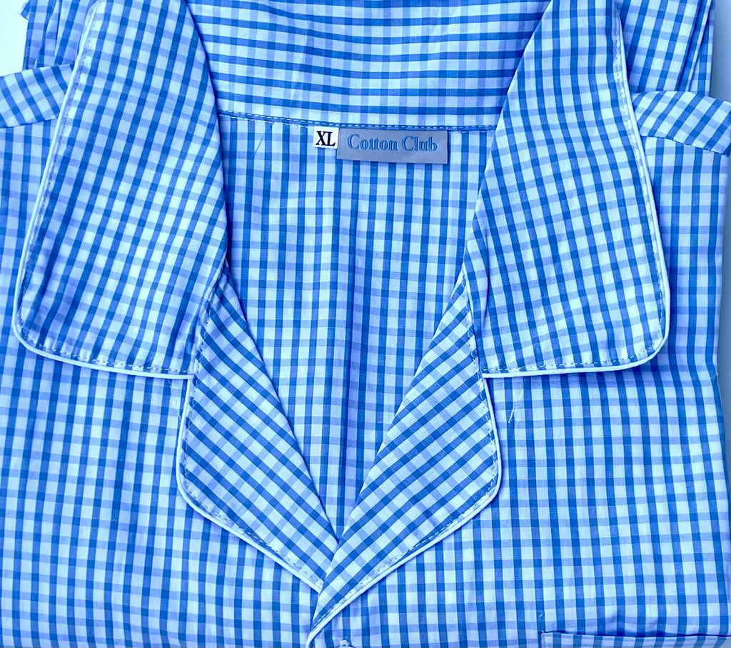 long pants cotton pjs in blue for men and women extra large size