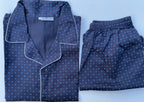 dark blue, short pants, 100% cotton pajamas set for adult