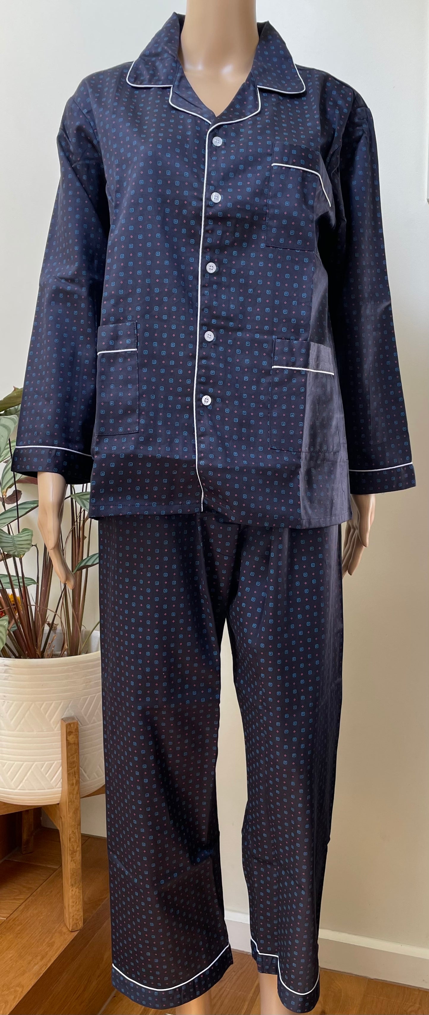 long pants pj set for men or women small size in dark blue