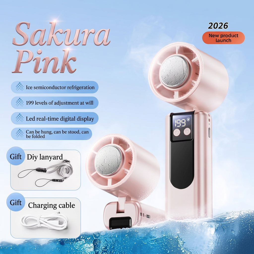 Compact, portable and adjustable fan in Sakura Pink