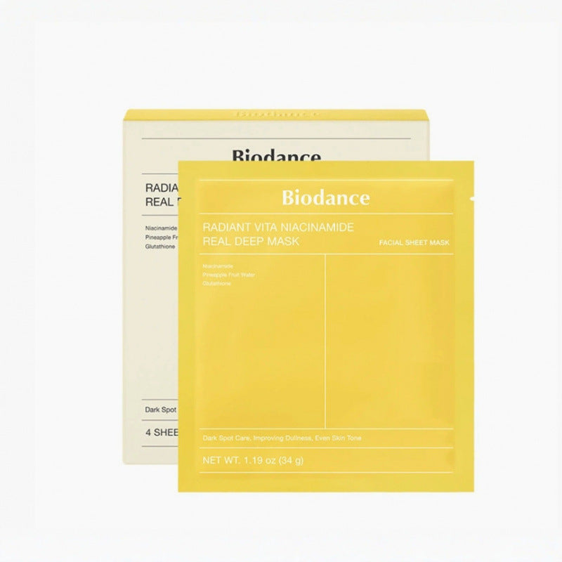 Biodance Radiant Vita Niacinamide Real Deep Mask 4 Sheets in a box.