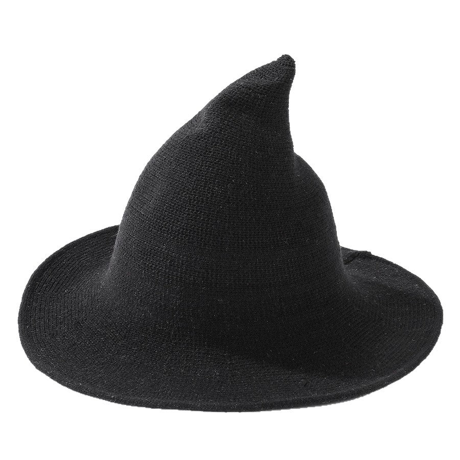 Knitted witch hats in multiple Halloween black colour