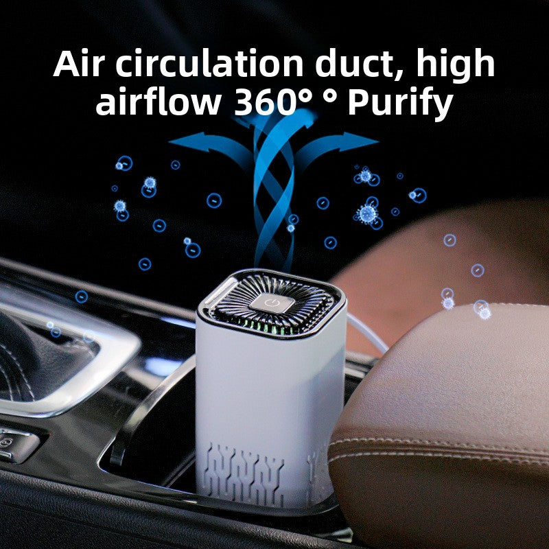 White compact negative ion air purifier with replaceable purification filter