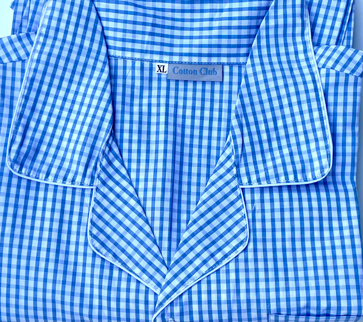 Blue Check Pajamas with Long Sleeve and Timeless look.