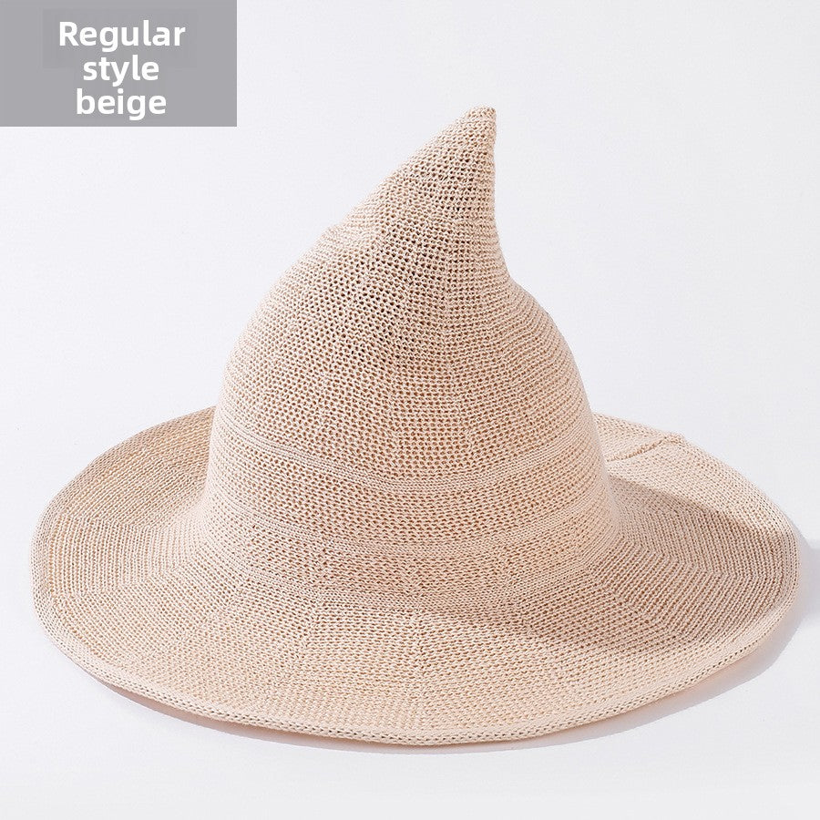 Cotton witch hats for Halloween in beige colour