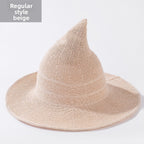 Cotton witch hats for Halloween in beige colour