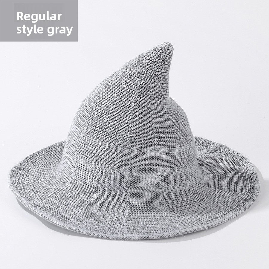 Cotton witch hats for Halloween in light gray colour