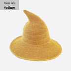 Cotton witch hats for Halloween in yellow colour
