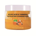 Jar of Kojic Acid & Turmeric Exfoliating Cleansing Pads with a white lid on a white background