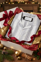 Handmade cotton Pajamas set with Stripe of Grey and White, Long pants and long sleeves.