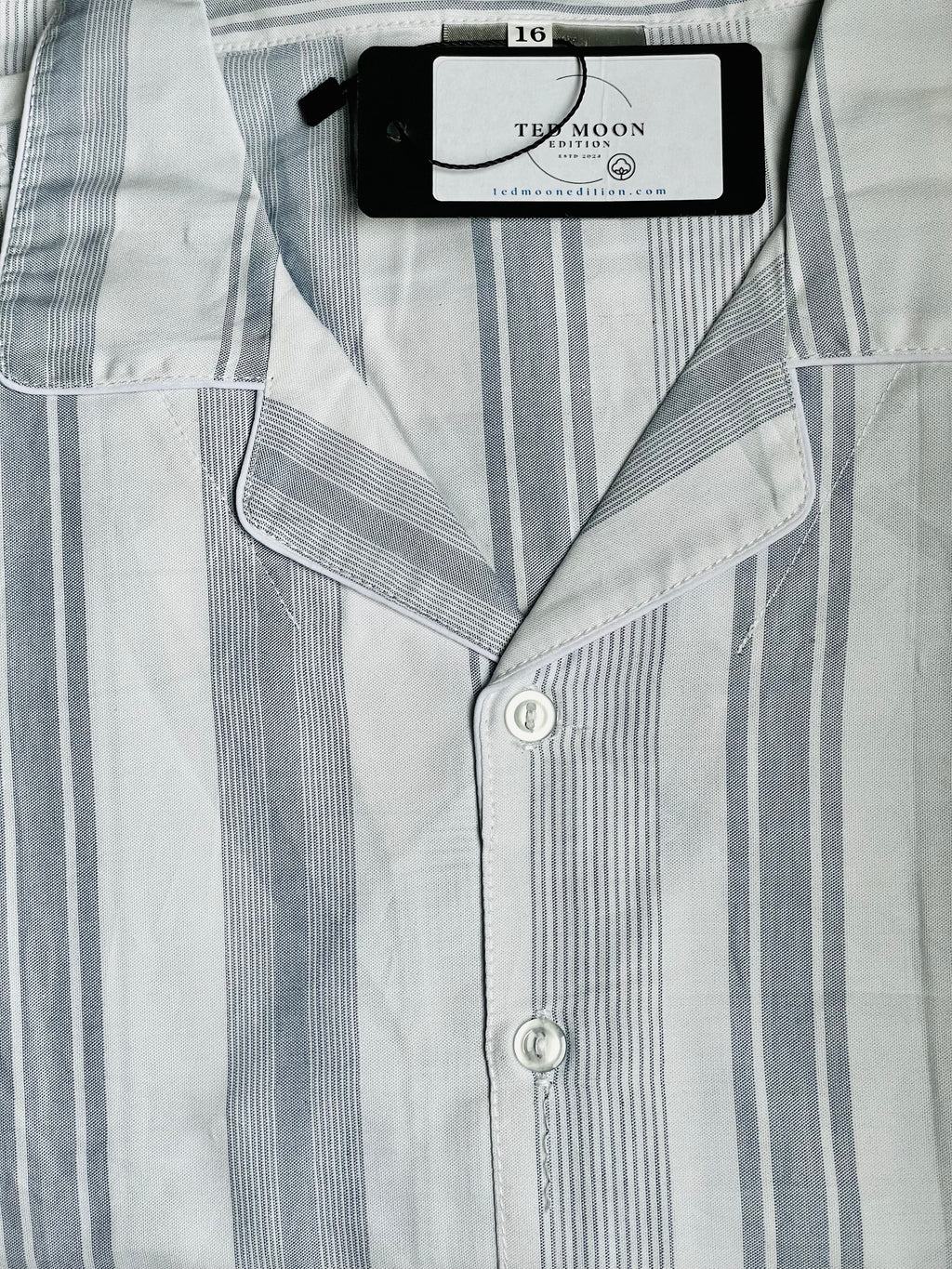 15-16yr kids cotton PJ set- Classic Grey Stripe on Cream