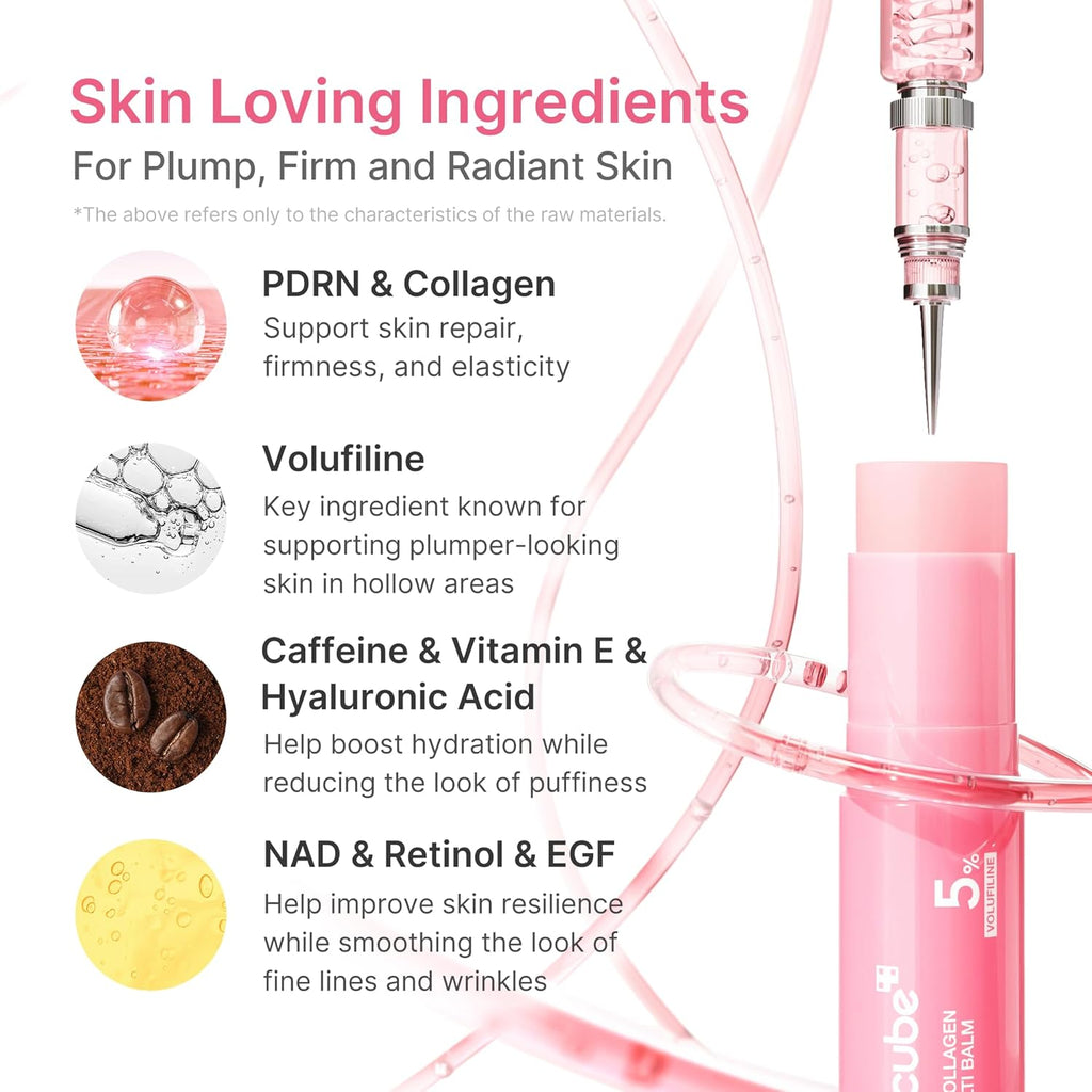 Cosmetic product with text on skin-loving ingredients on a white background