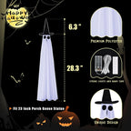 Halloween ghost costume accessory  showing a tall white ghost robe and hat, dimensions 6.3 x 28.