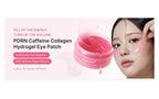 PDRN Caffeine Collagen Hydrogel Eye Patch with a woman wearing the patches on her face.