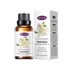 Mejisoo Freesia essential oil bottle and packaging on a white background