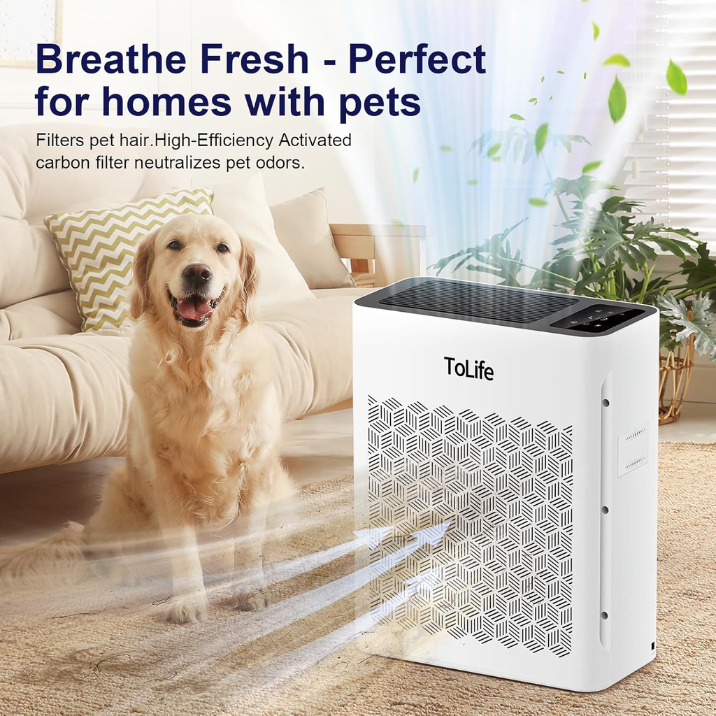 ToLife H13 HEPA Air Purifier for Large Rooms | Quiet Air Cleaner for Pets & Bedrooms
