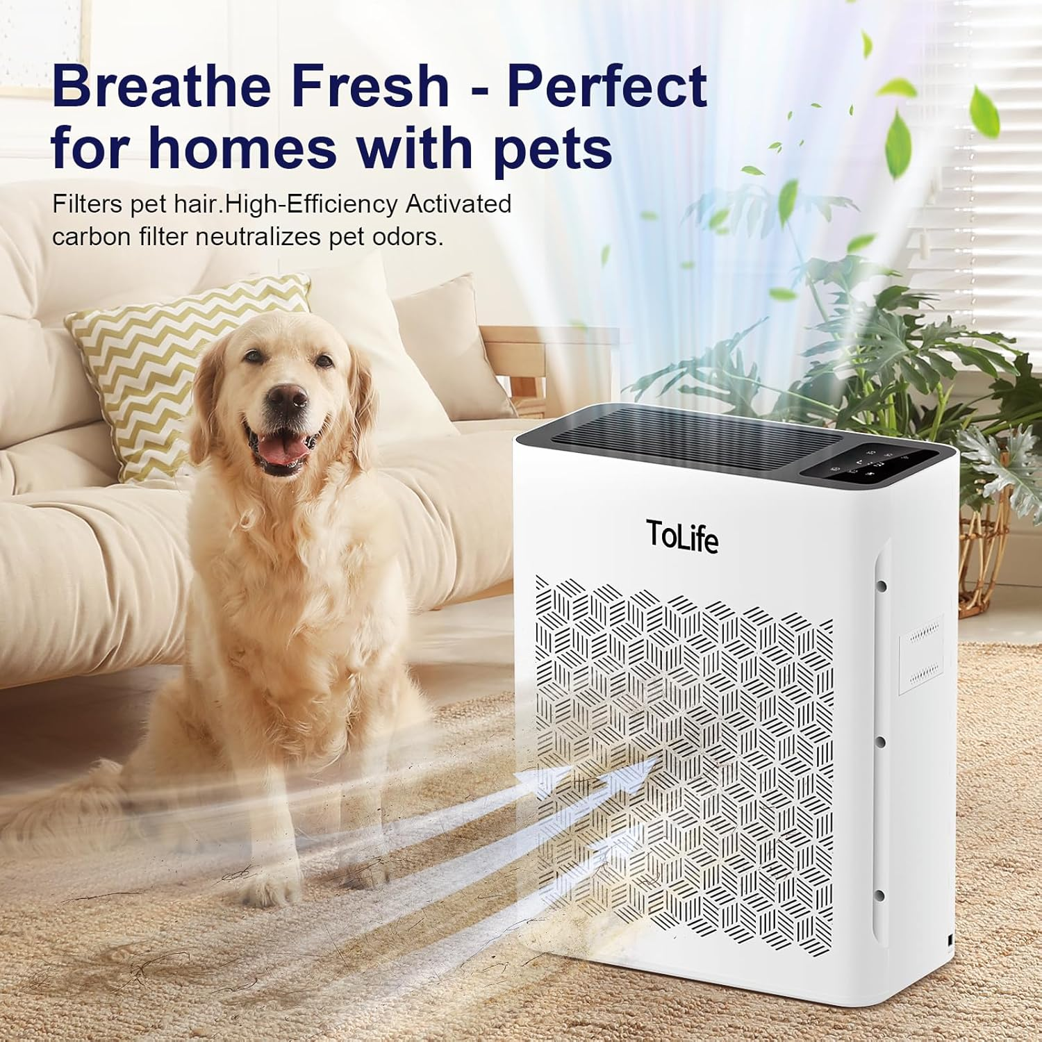 ToLife H13 HEPA Air Purifier for Large Rooms | Quiet Air Cleaner for Pets & Bedrooms