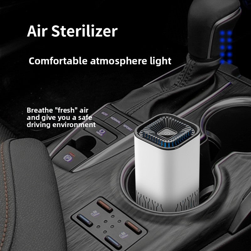 Compact USB car air purifier with negative ion technology and replaceable filter