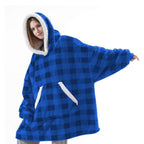 Oversized Wearable Hoodie Blanket – Flannel & Sherpa