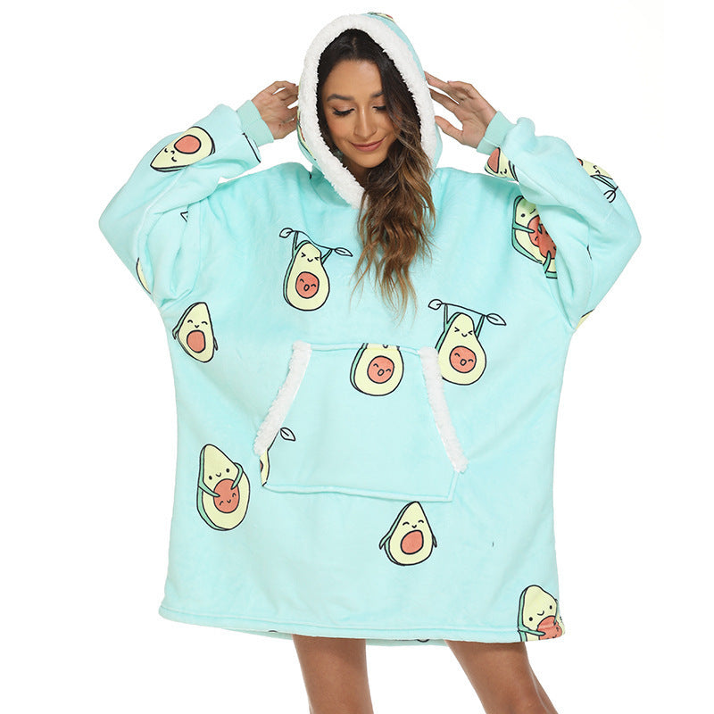 Oversized Wearable Hoodie Blanket – Flannel & Sherpa