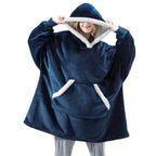 Oversized Wearable Hoodie Blanket – Flannel & Sherpa
