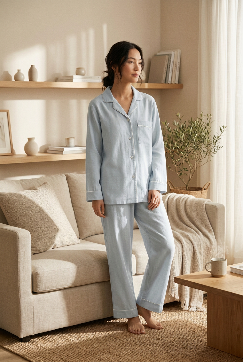 Enhanced blue pajama lifestyle photo