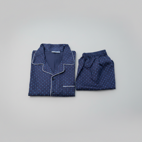 Dark blue with small prints, XL size, Shorts and short sleeves for classic look men and women