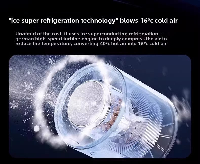 Ice super refrigeration technology diagram with text explaining cold air blowing mechanism.