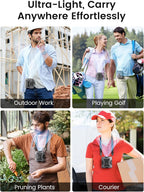 Portable Waist Hanging Fan | USB Rechargeable Hands-Free Cooling Fan with LED Light